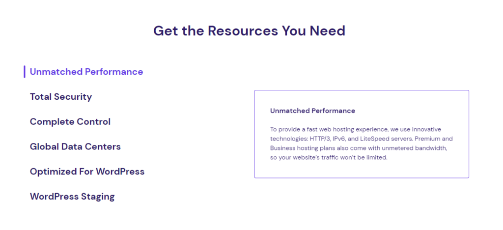 Hostinger vs Bluehost: Hostinger Features and Resources